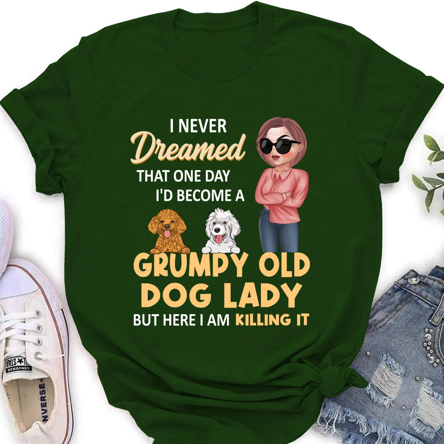 A Grumpy Dog Lady - Personalized Custom Women's T-shirt - Image 3