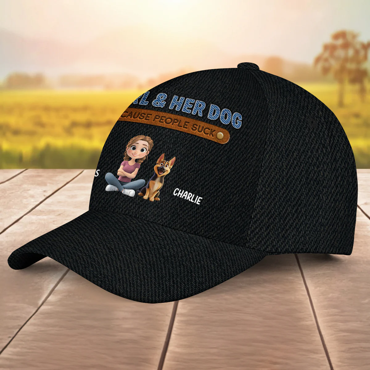 A Lady And Her Dog - Personalized Custom Classic Cap - Image 3
