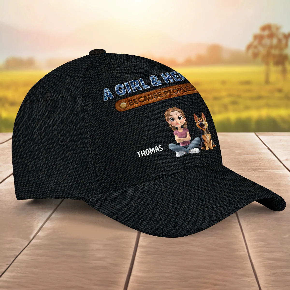 A Lady And Her Dog - Personalized Custom Classic Cap - Image 4