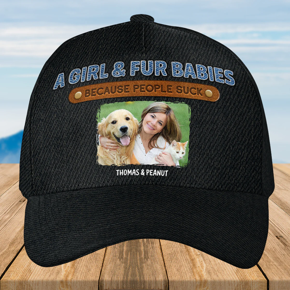 A Lady And Her Pet Photo - Personalized Custom Classic Cap