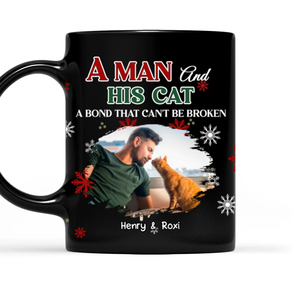 A Man And His Cat Love Christmas Photo - Personalized Custom Coffee Mug - Image 7
