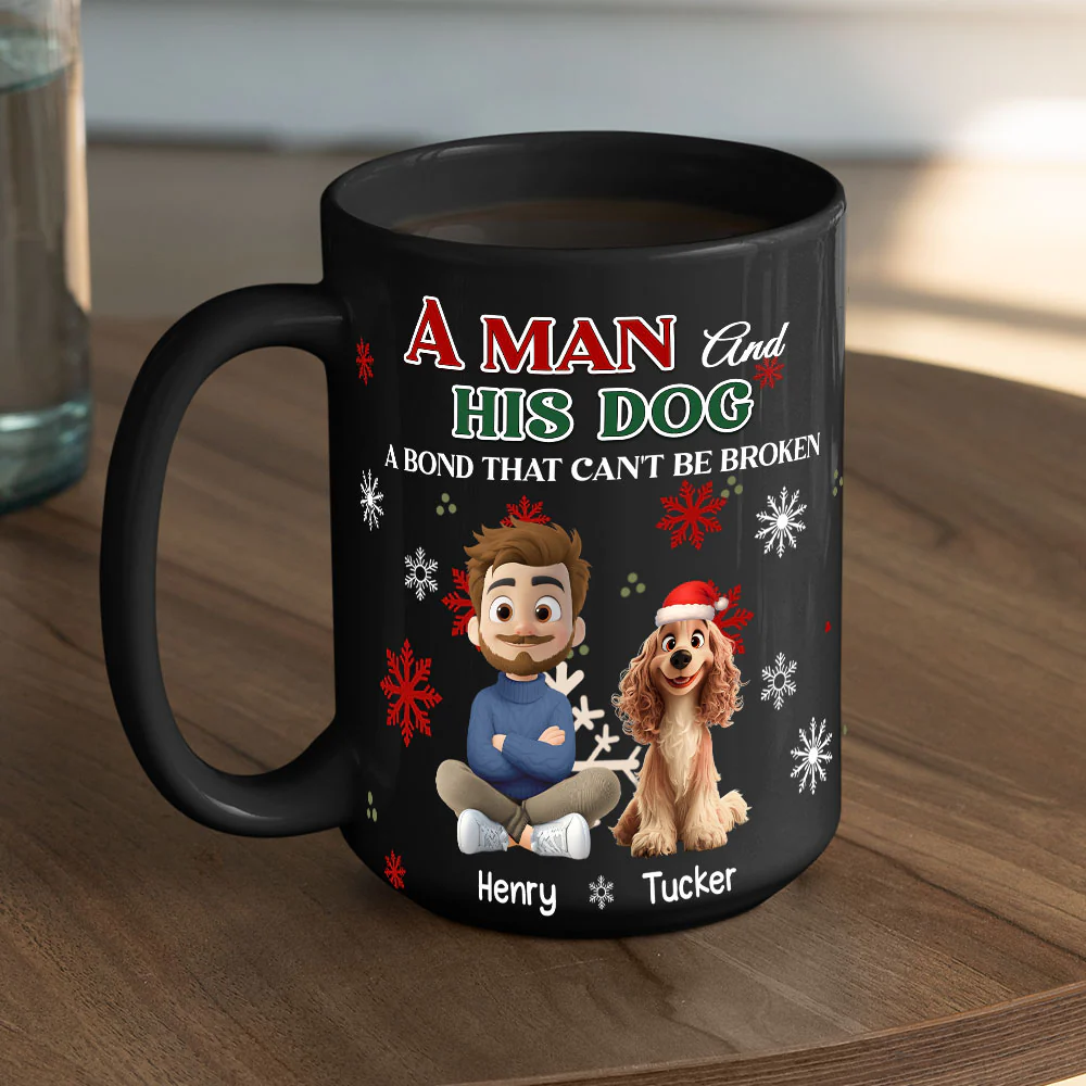 A Man And His Dog Love Christmas - Personalized Custom Coffee Mug - Image 4