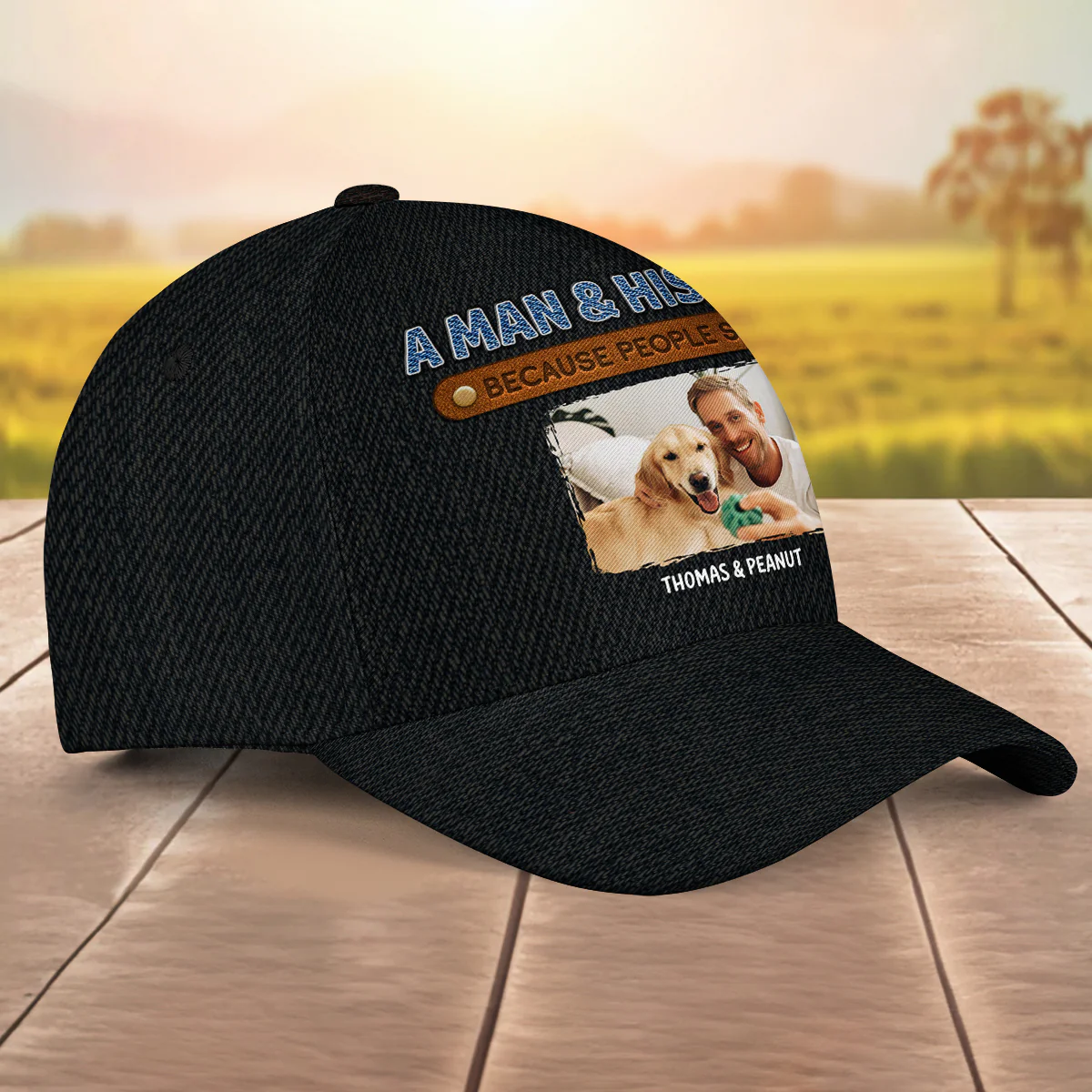 A Man And His Dog Photo - Personalized Custom Classic Cap - Image 4