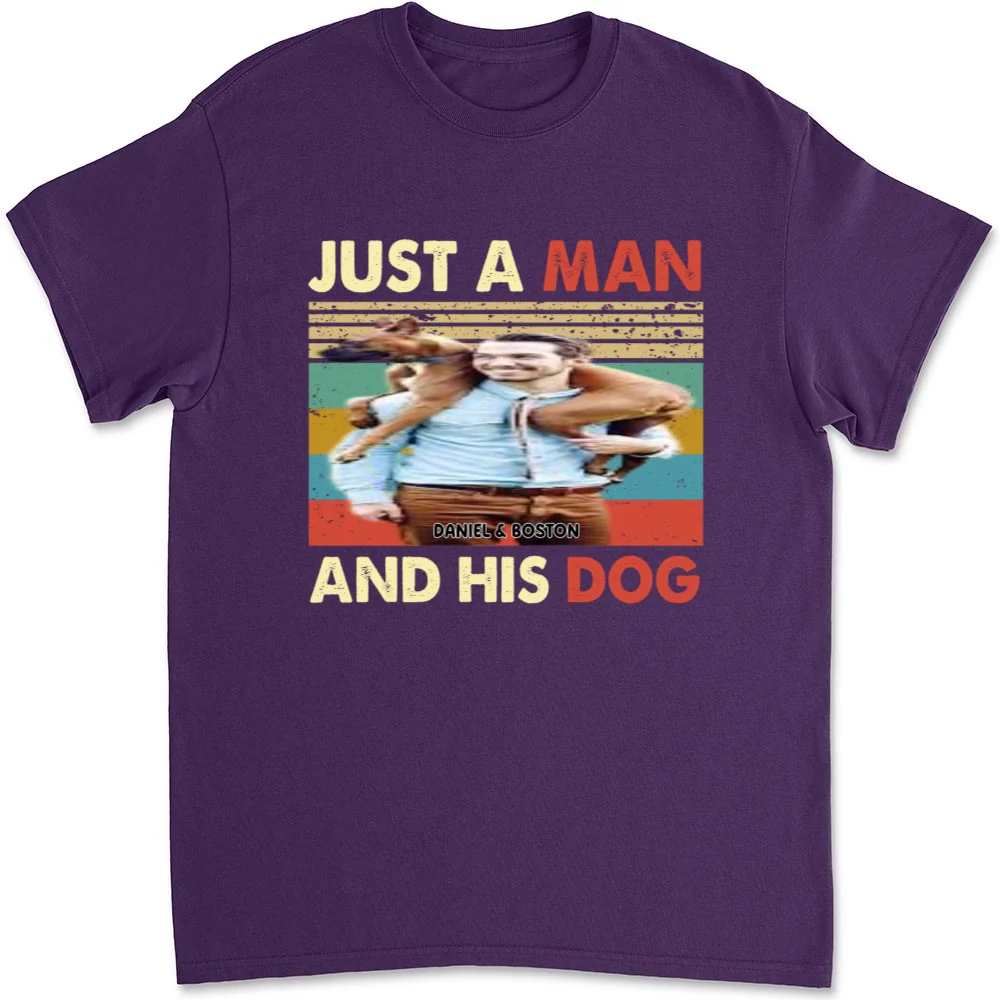 A Man And His Dog Photo - Personalized Custom Unisex T-Shirt - Image 6