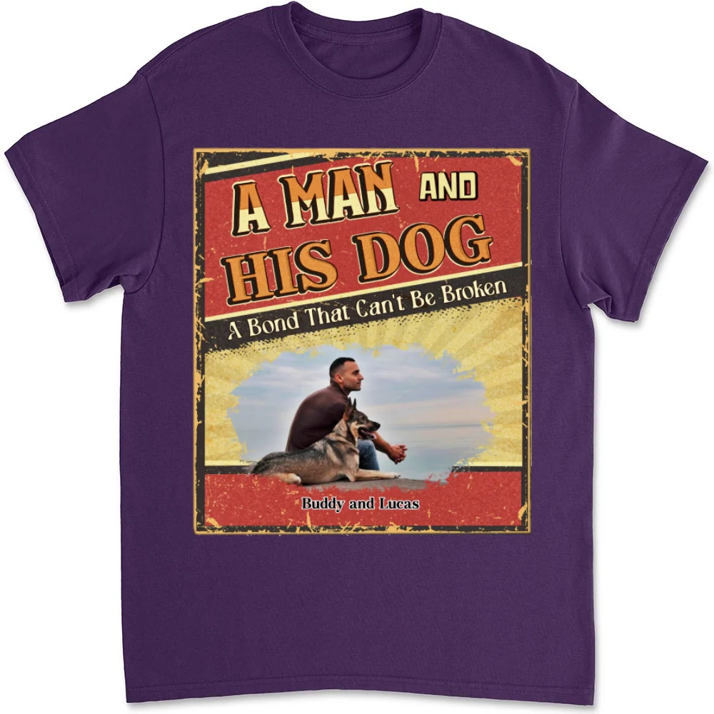 A Man With His Dog Cartoon Photo - Personalized Custom Unisex T-Shirt - Image 7