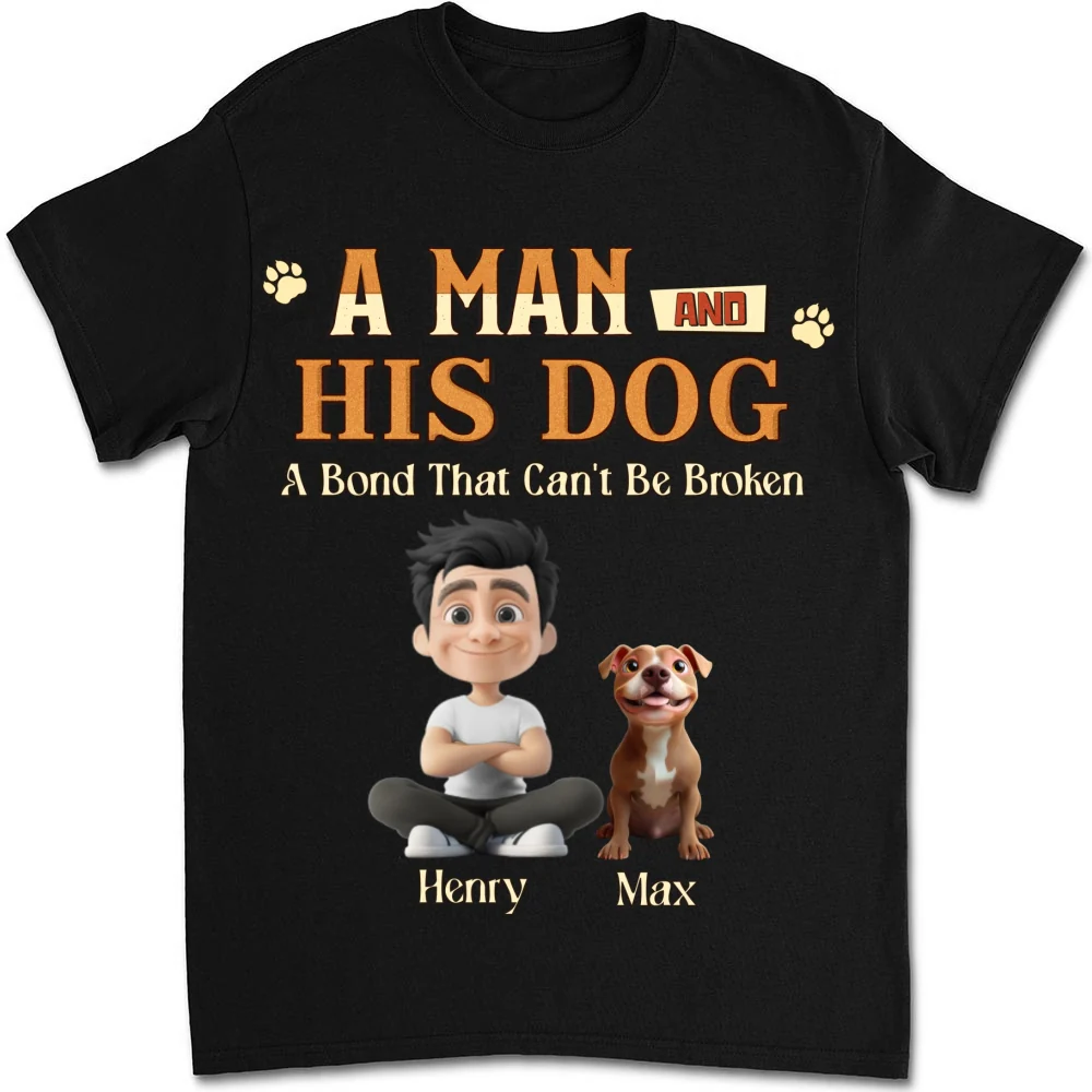A Man With His Dog - Personalized Custom Unisex T-Shirt - Image 7