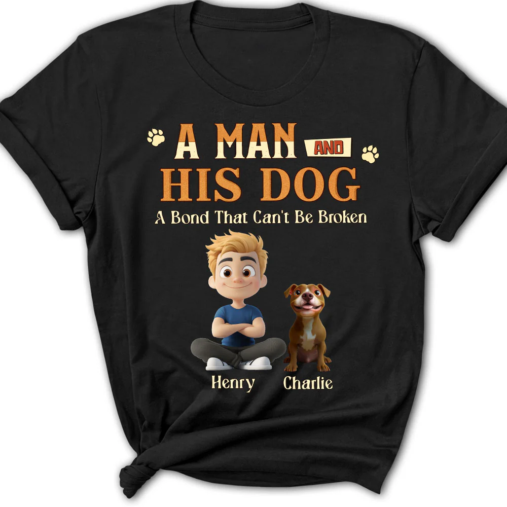 A Man With His Dog - Personalized Custom Women's T-Shirt