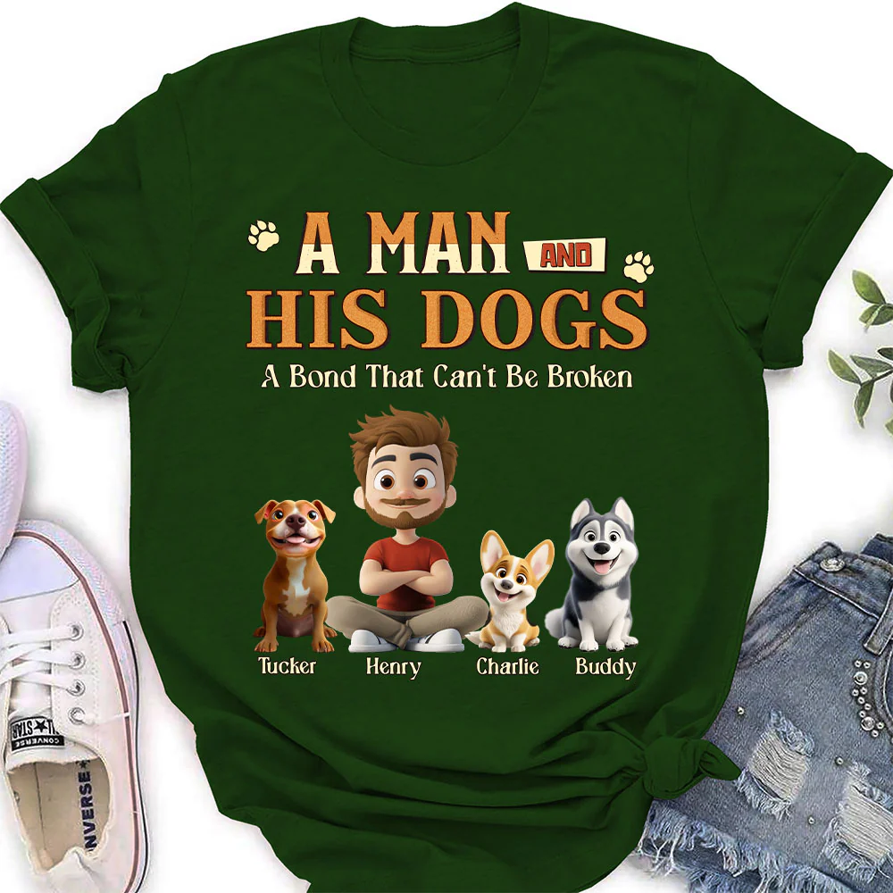 A Man With His Dog - Personalized Custom Women's T-Shirt - Image 4