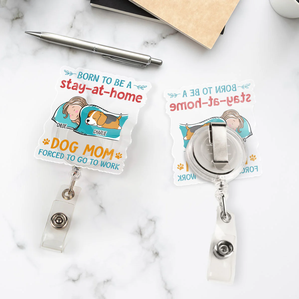 A Stay At Home - Personalized Custom Acrylic Badge Reel - Image 4