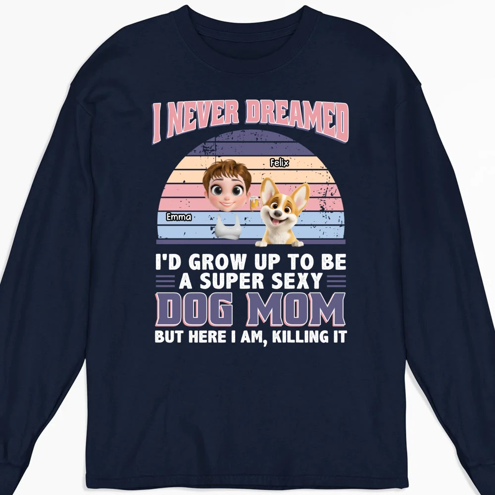 A Super Sexy Dog Mom Dad Cartoon - Personalized Custom Long Sleeve T-shirt - Image 6