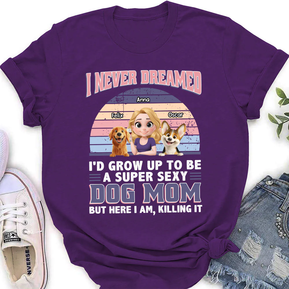 A Super Sexy Dog Mom Dad Cartoon - Personalized Custom Women's T-shirt - Image 3