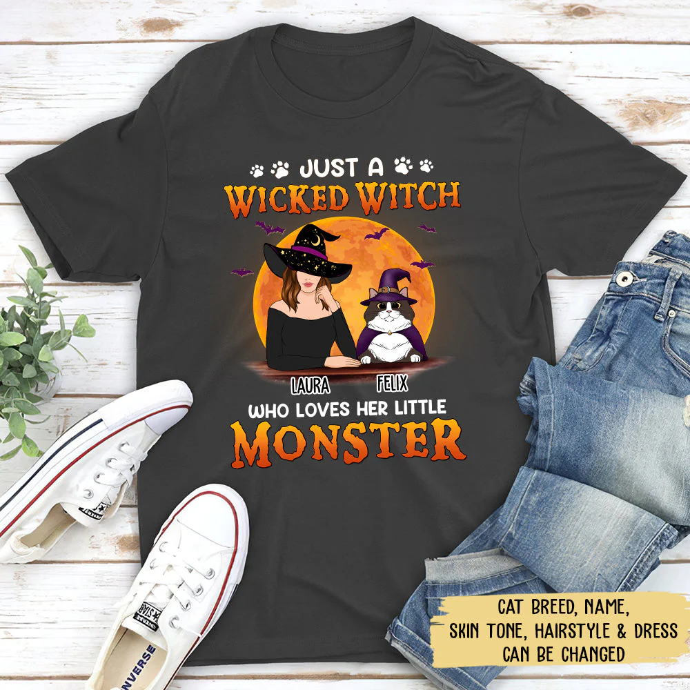 A Wicked Witch & Little Cat Monsters - Personalized Custom Unisex T-shirt - Image 3
