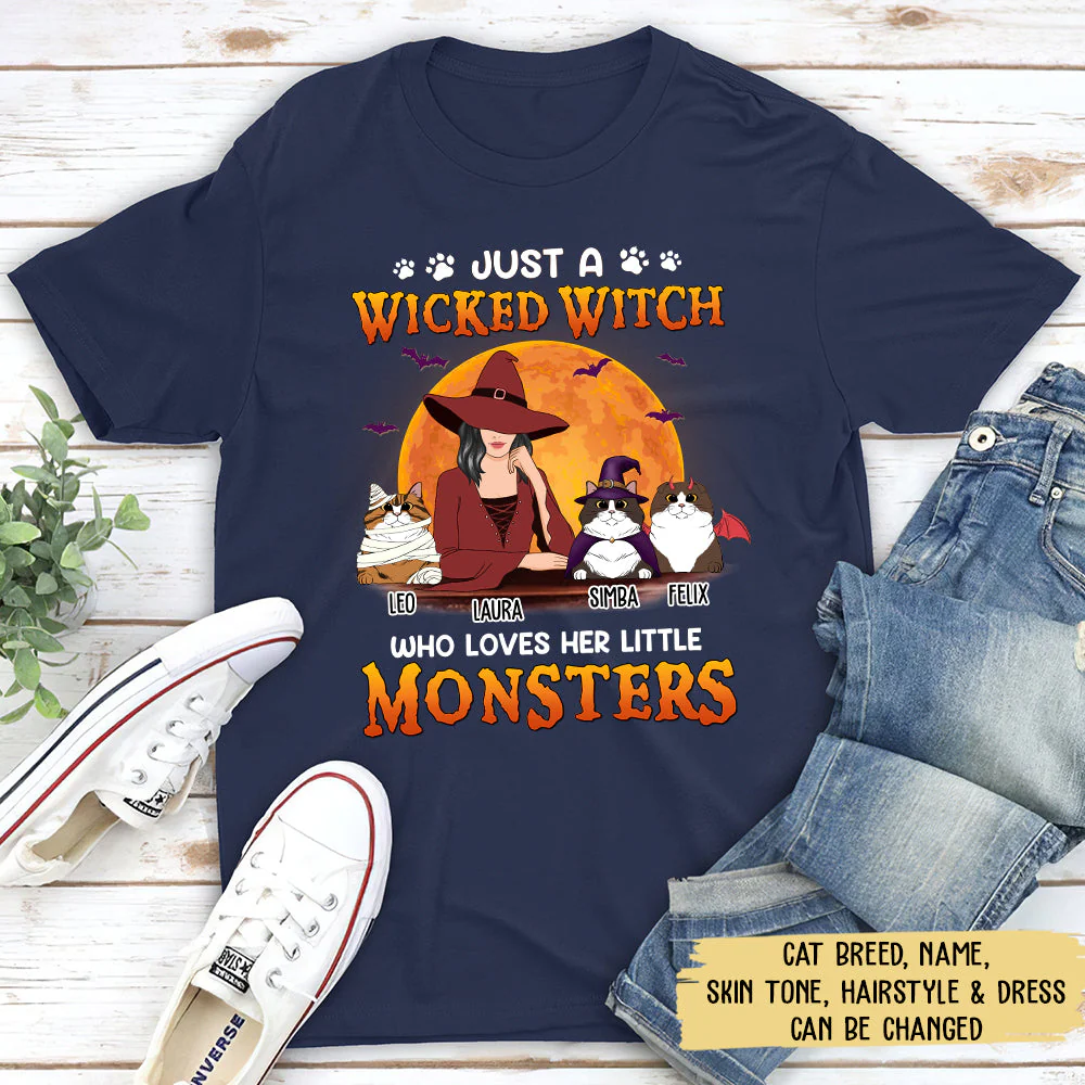 A Wicked Witch & Little Cat Monsters - Personalized Custom Unisex T-shirt - Image 4