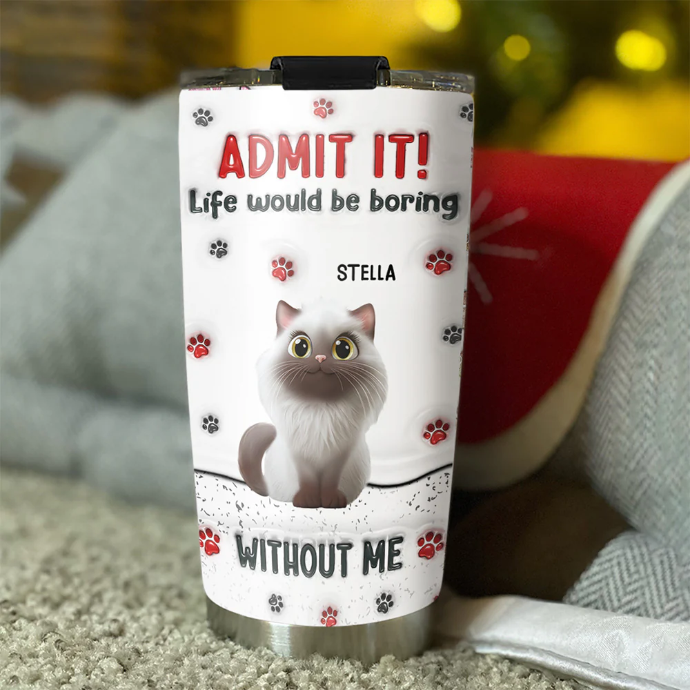 Accept It Cat - Personalized Custom 3D Inflated Effect Tumbler - Image 2