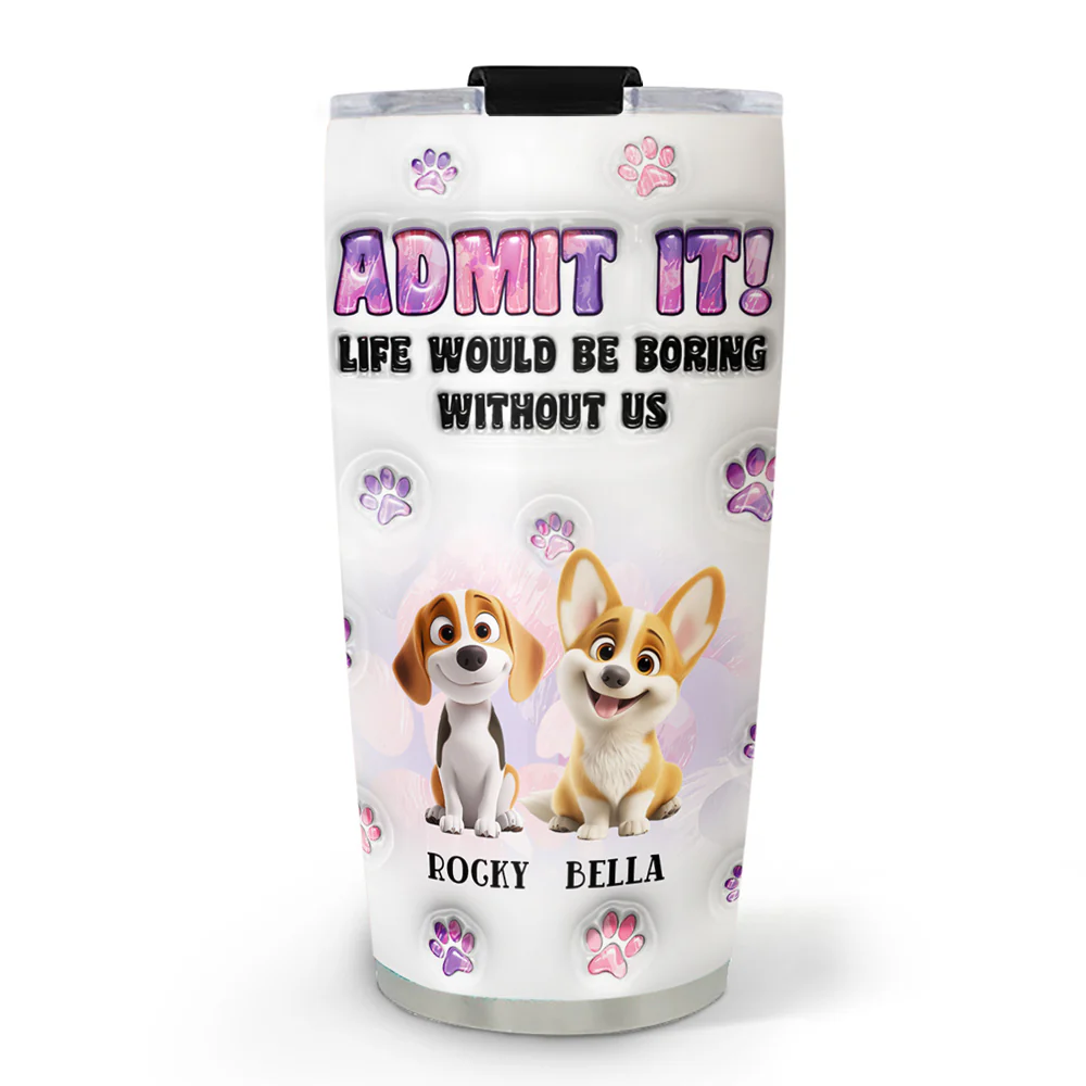 Accept It My Dog Mom - Personalized Custom 3D Inflated Effect Tumbler