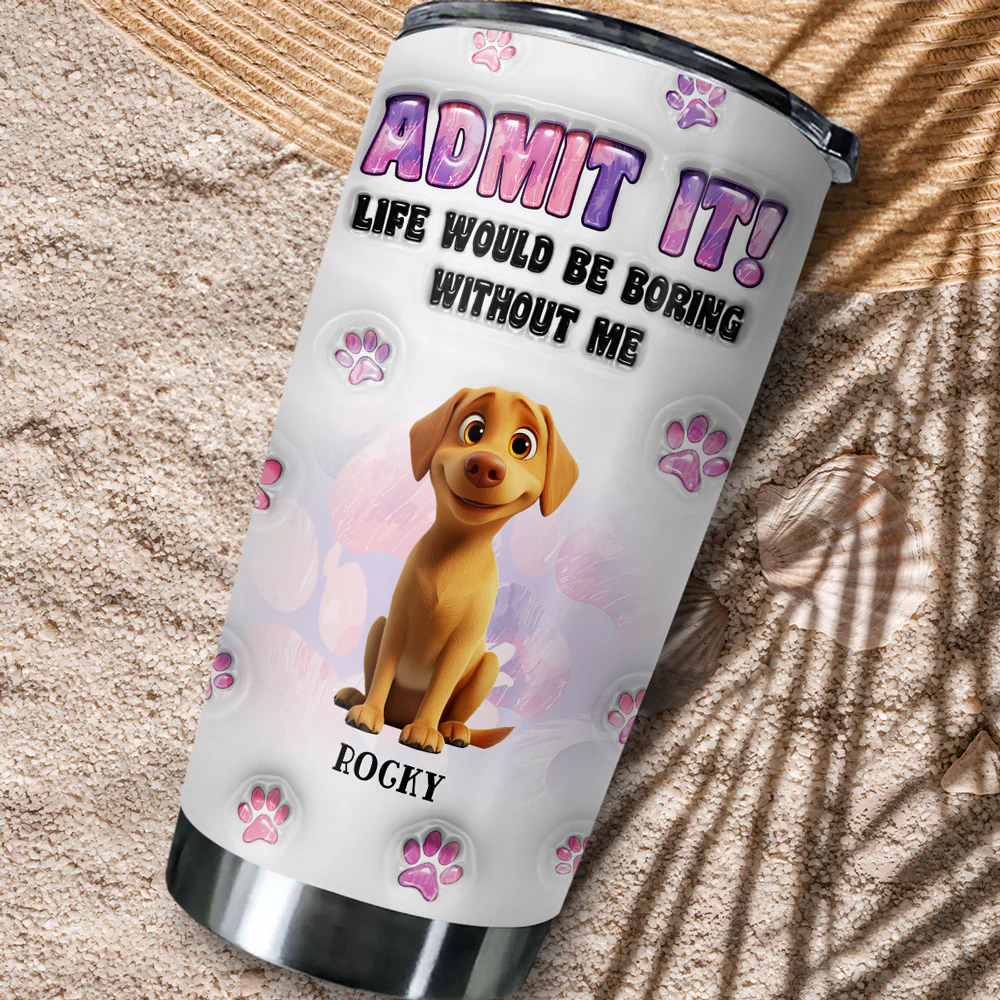 Accept It My Dog Mom - Personalized Custom 3D Inflated Effect Tumbler - Image 3