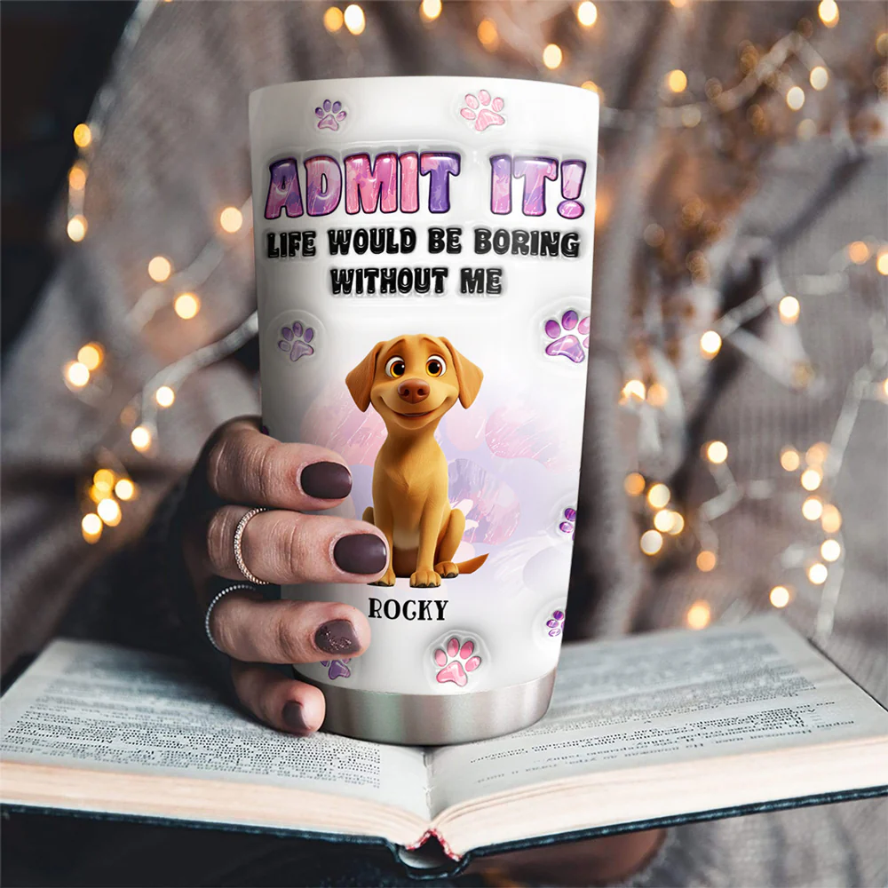 Accept It My Dog Mom - Personalized Custom 3D Inflated Effect Tumbler - Image 4