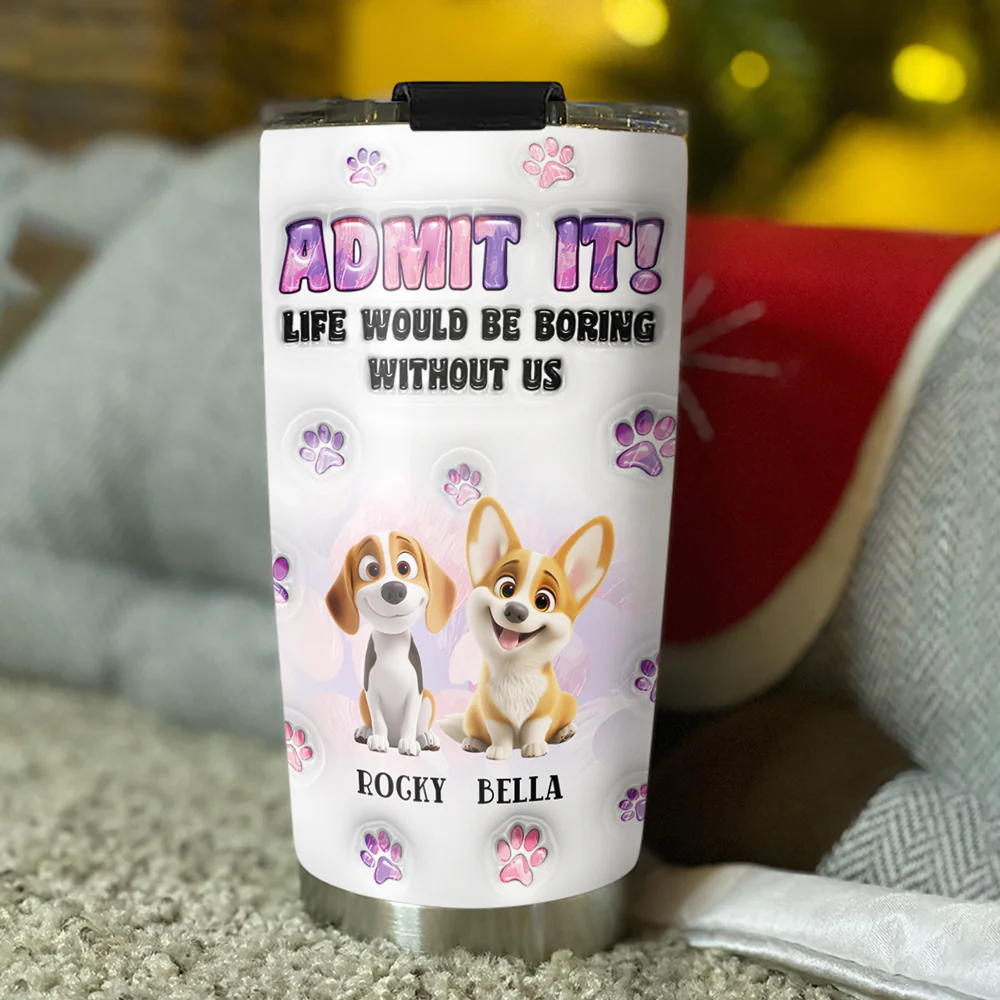 Accept It My Dog Mom - Personalized Custom 3D Inflated Effect Tumbler - Image 5