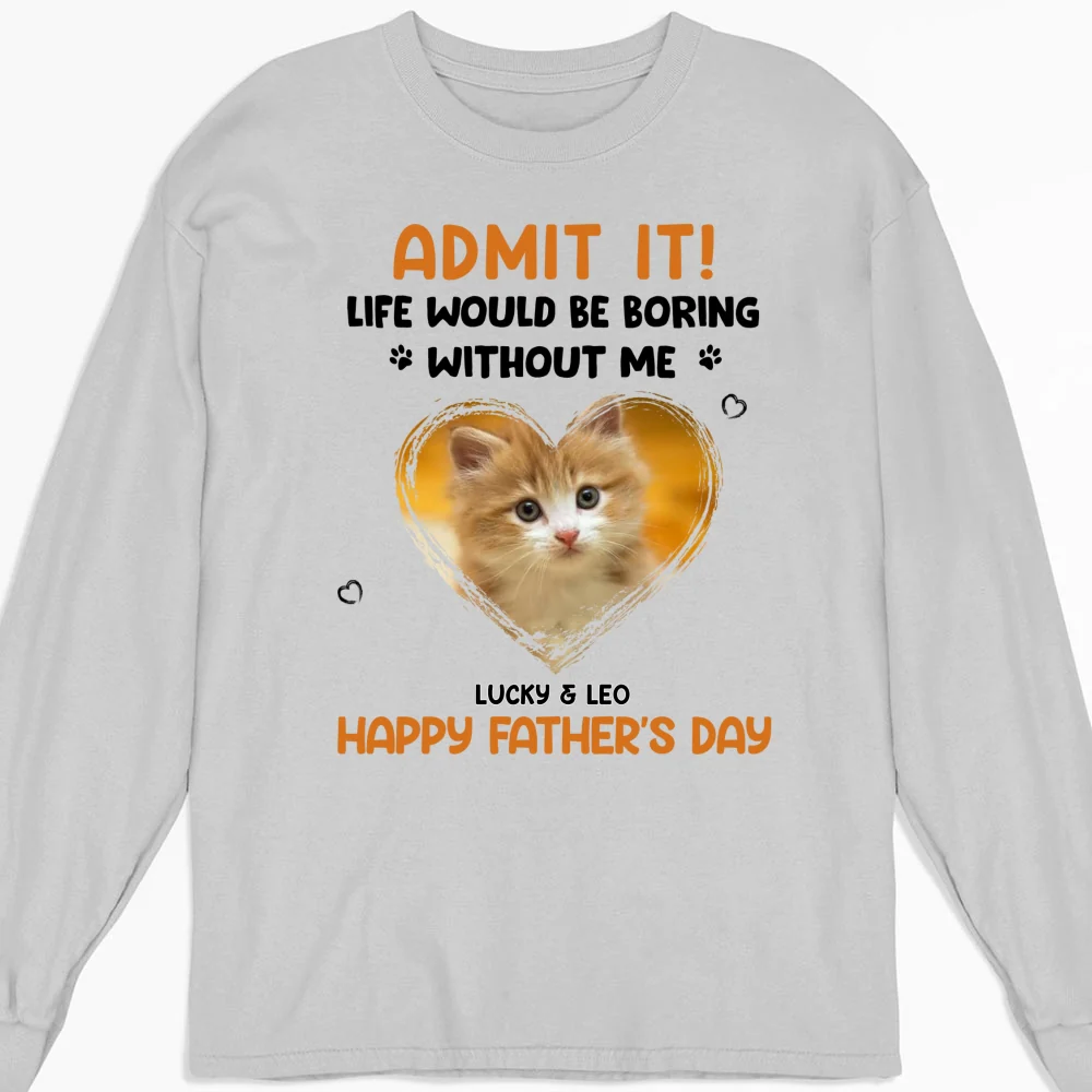 Admit It Cat Dad Orange Photo - Personalized Custom Long Sleeve T-shirt - Image 3