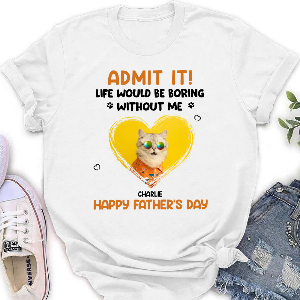 Admit It Cat Dad Orange Photo - Personalized Custom Women's T-Shirt - Image 3