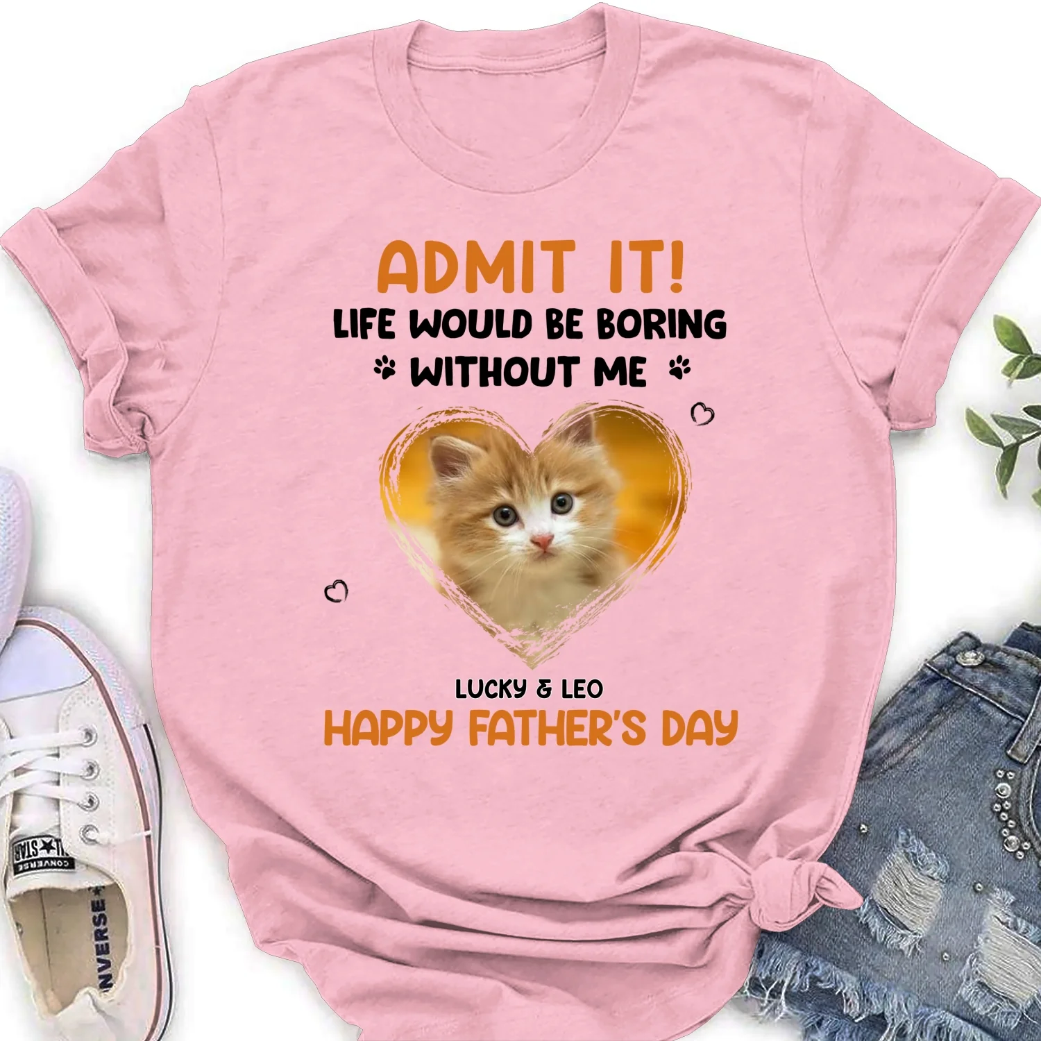 Admit It Cat Dad Orange Photo - Personalized Custom Women's T-Shirt - Image 7