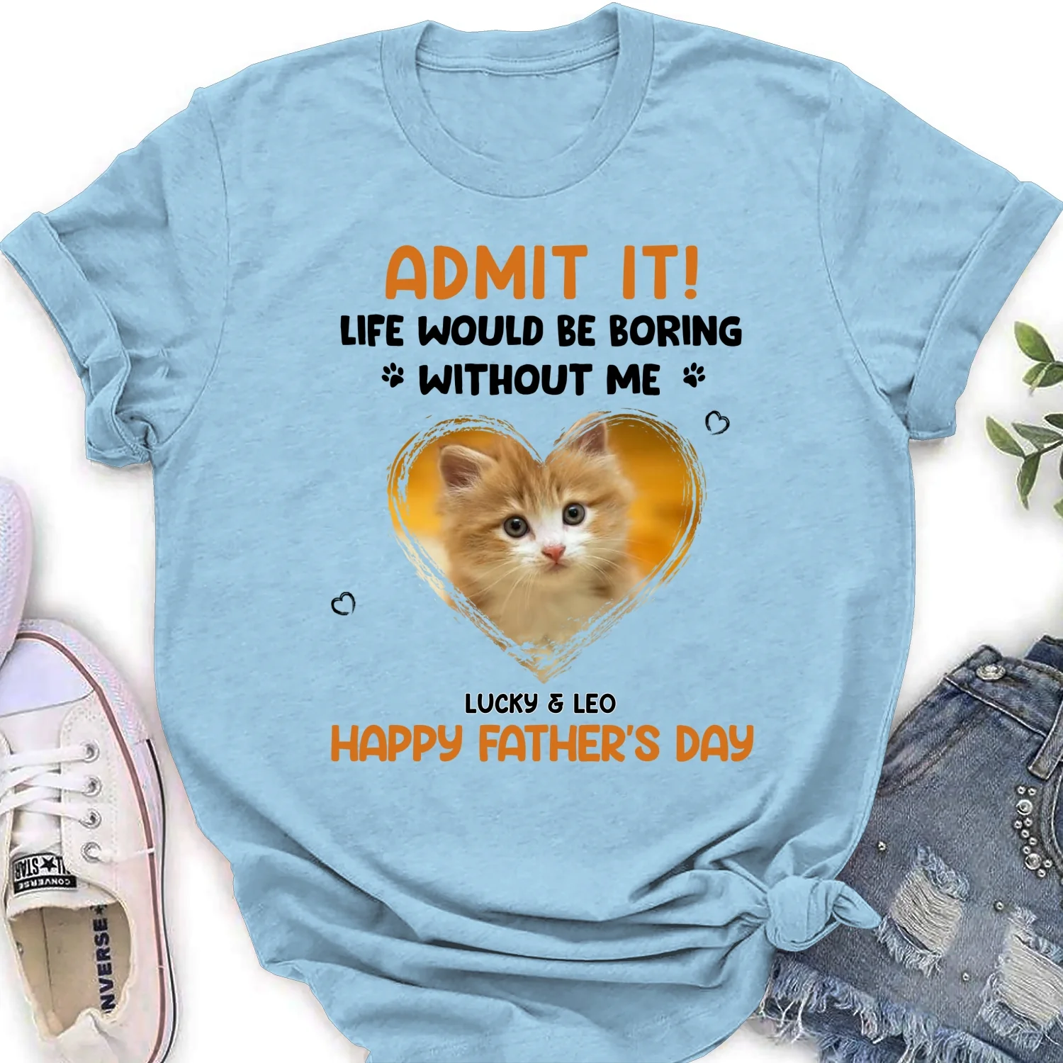 Admit It Cat Dad Orange Photo - Personalized Custom Women's T-Shirt - Image 8