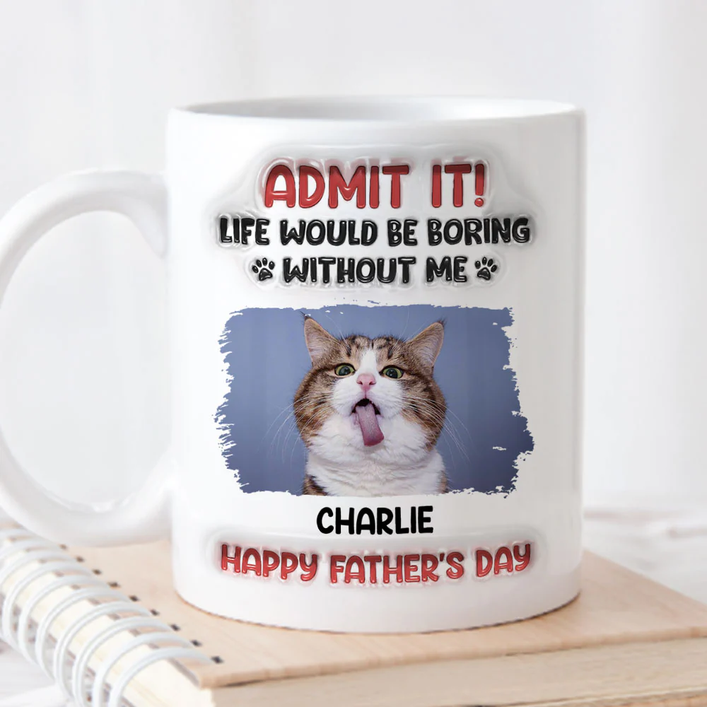 Admit It Cat Dad Photo - Personalized Custom 3D Inflated Effect Mug - Image 2
