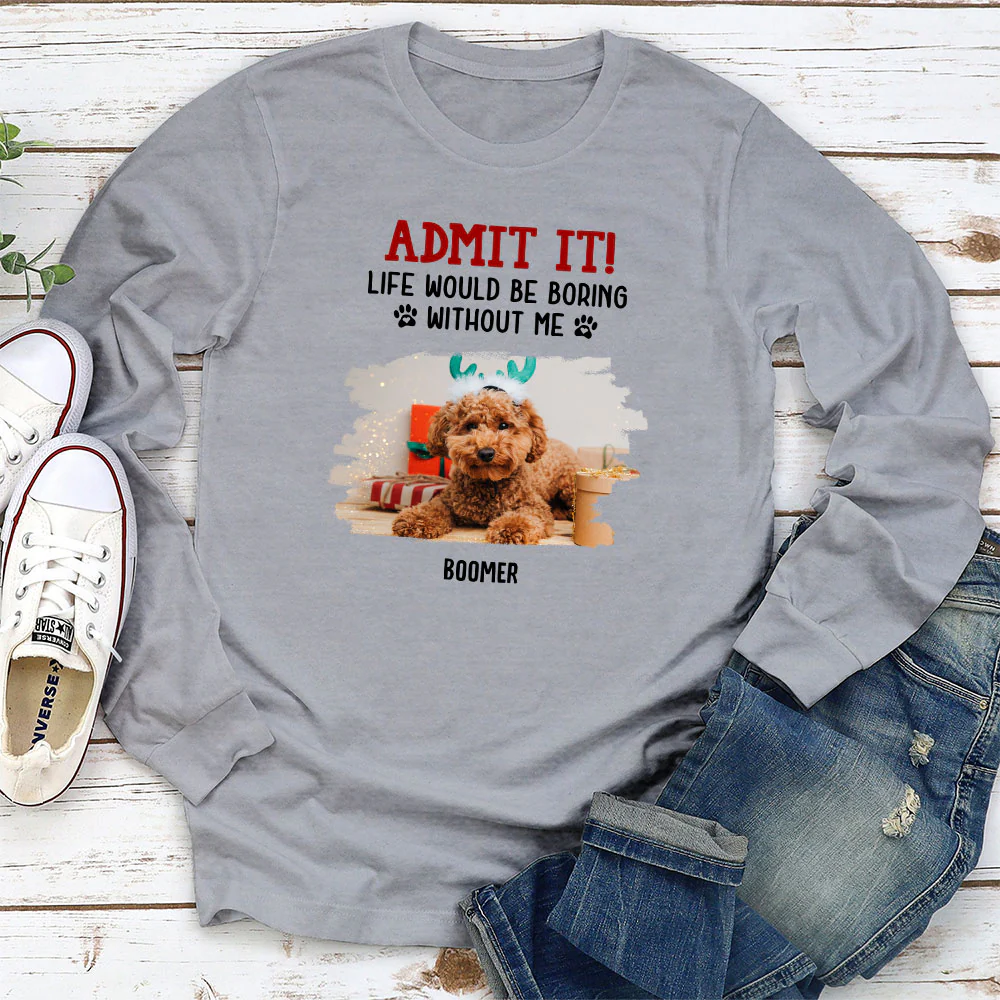 Admit It Christmas Cartoon Photo - Personalized Custom Long Sleeve T-Shirt - Image 2