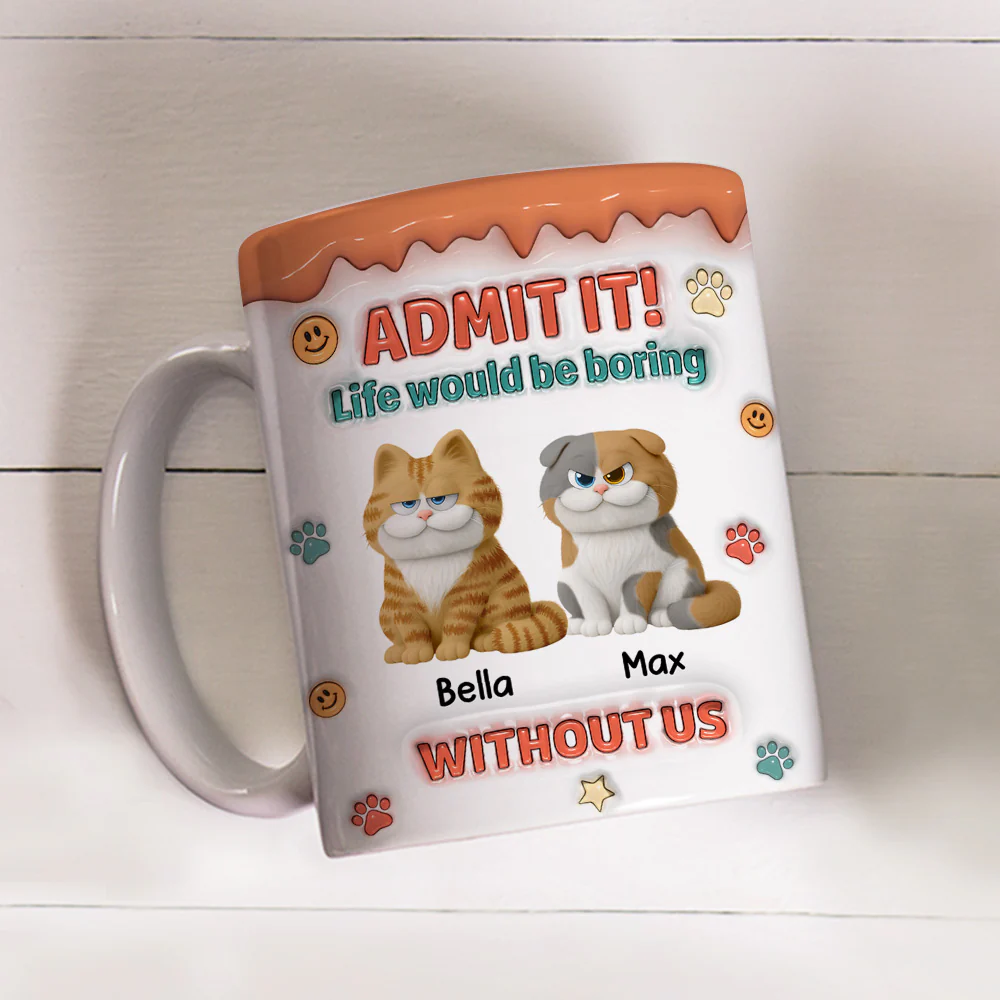 Admit It Chunky Cat - Personalized Custom 3D Inflated Effect Coffee Mug - Image 4