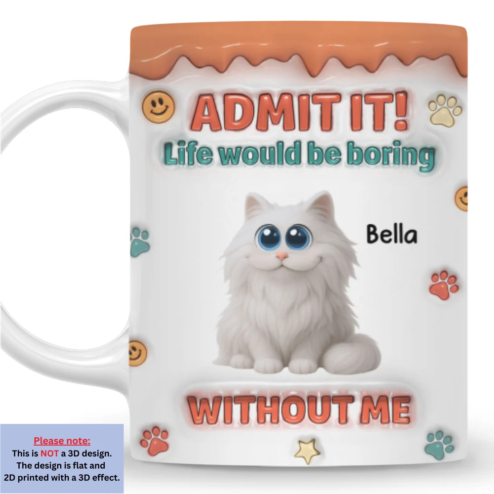 Admit It Chunky Cat - Personalized Custom 3D Inflated Effect Coffee Mug - Image 5