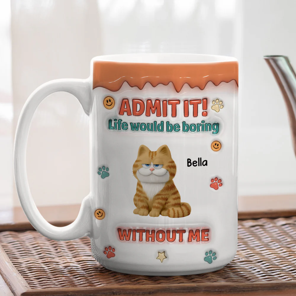 Admit It Chunky Cat - Personalized Custom 3D Inflated Effect Coffee Mug - Image 6