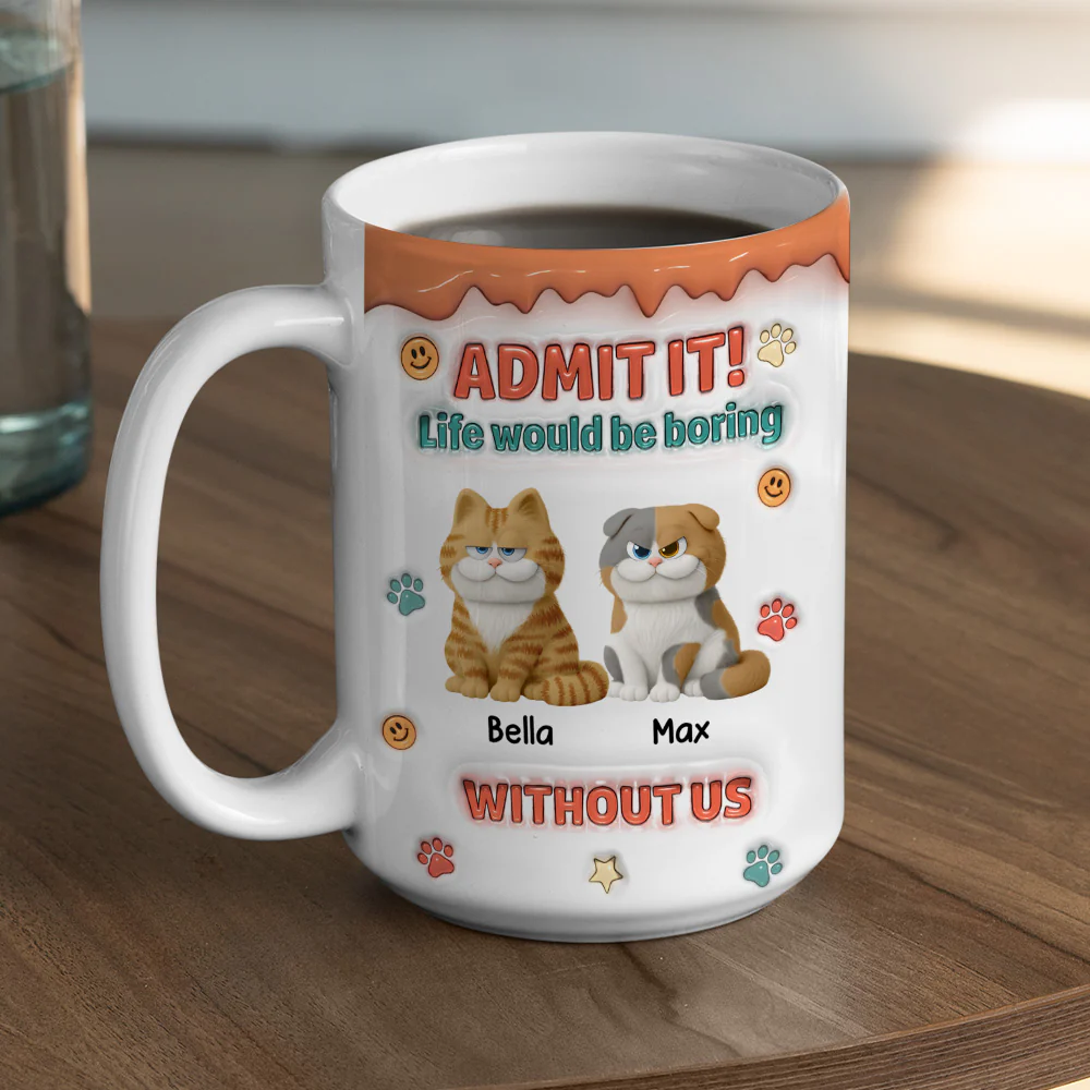 Admit It Chunky Cat - Personalized Custom 3D Inflated Effect Coffee Mug - Image 7