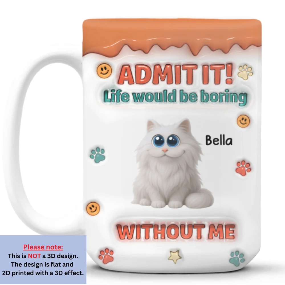 Admit It Chunky Cat - Personalized Custom 3D Inflated Effect Coffee Mug - Image 9