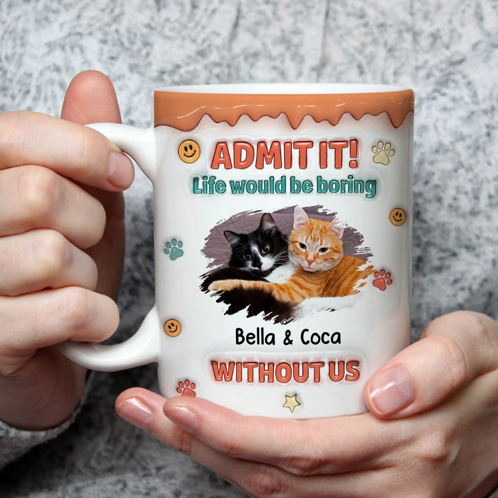 Admit It Chunky Cat Photo - Personalized Custom 3D Inflated Effect Coffee Mug - Image 3