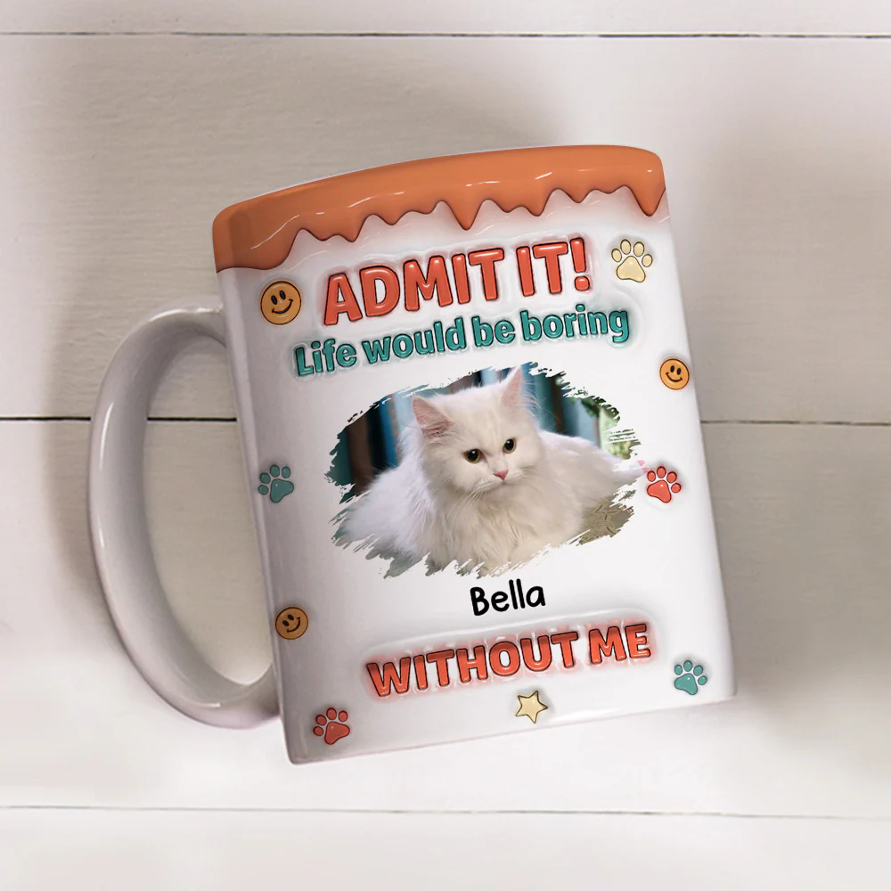 Admit It Chunky Cat Photo - Personalized Custom 3D Inflated Effect Coffee Mug - Image 4