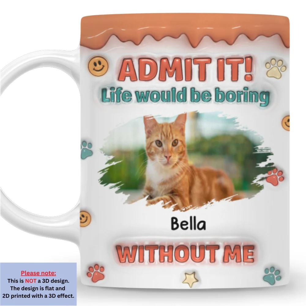 Admit It Chunky Cat Photo - Personalized Custom 3D Inflated Effect Coffee Mug - Image 5