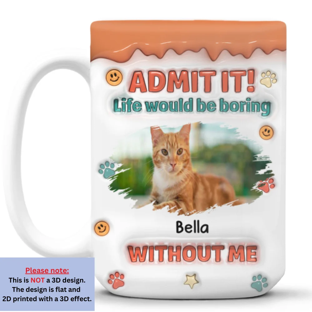 Admit It Chunky Cat Photo - Personalized Custom 3D Inflated Effect Coffee Mug - Image 9