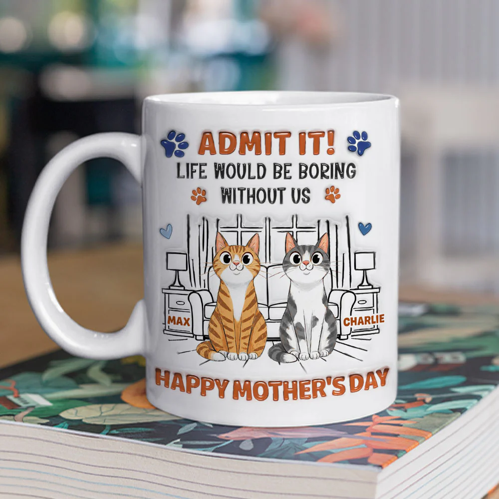 Admit It Crazy Funny Cat - Personalized Custom 3D Inflated Effect Coffee Mug - Image 2