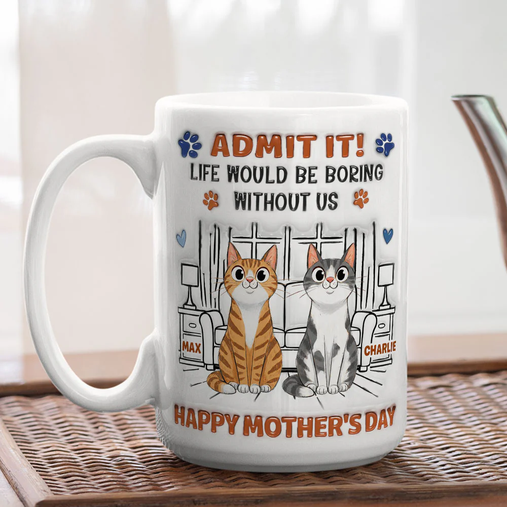 Admit It Crazy Funny Cat - Personalized Custom 3D Inflated Effect Coffee Mug - Image 5