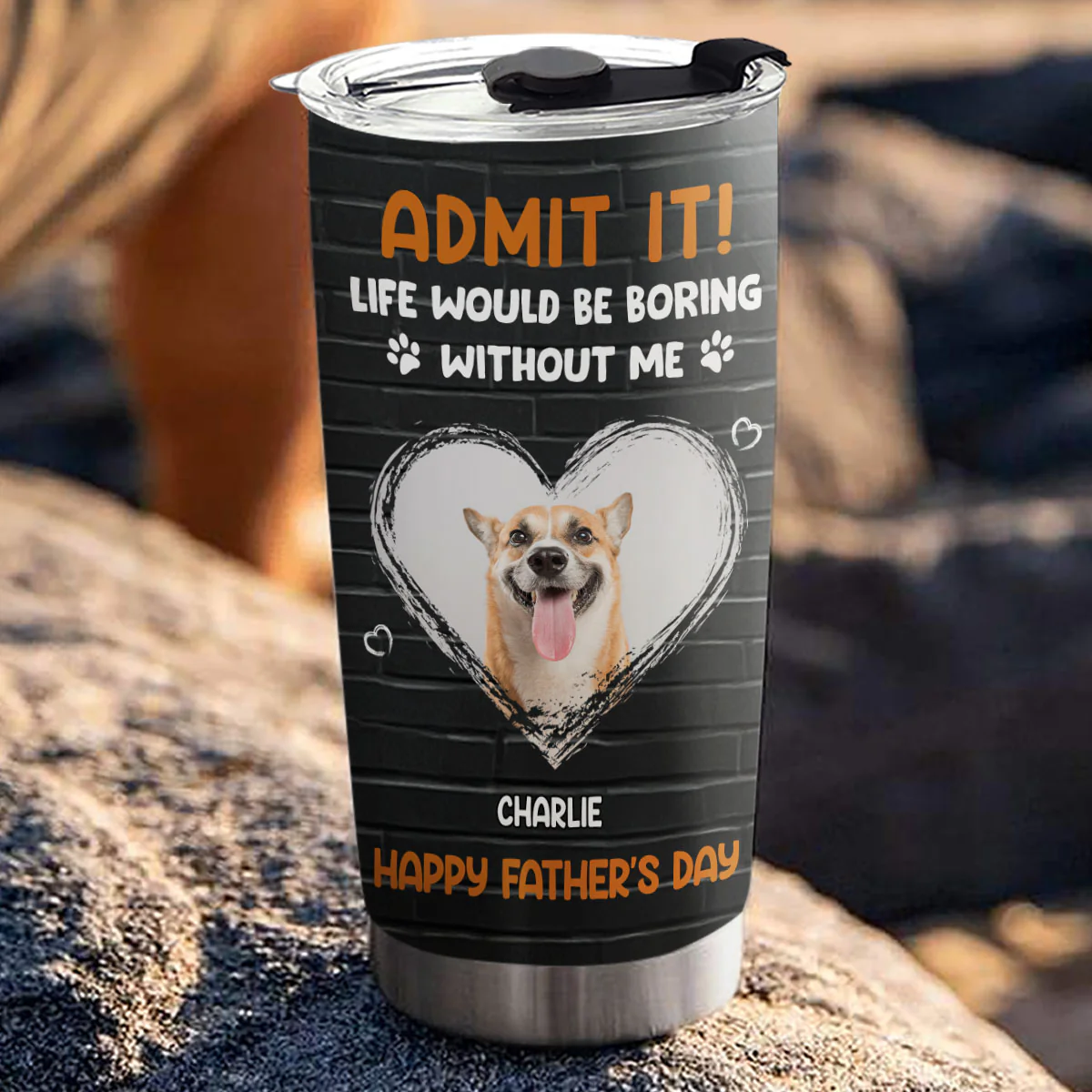 Admit It Dad Black Photo - Personalized Custom Tumbler - Image 2