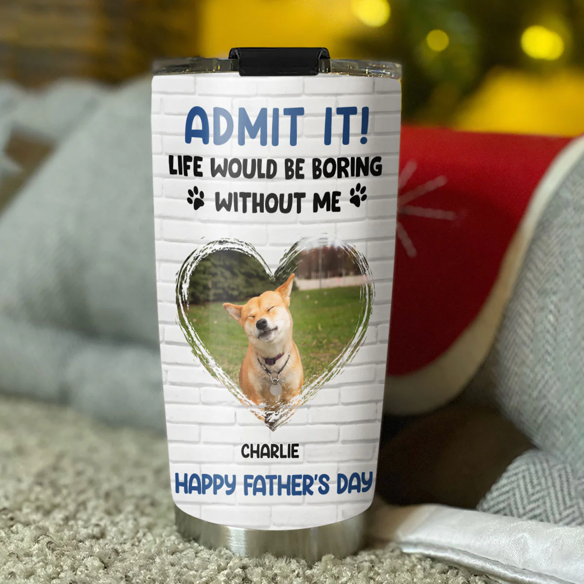 Admit It Dad Blue Photo - Personalized Custom Tumbler - Image 2