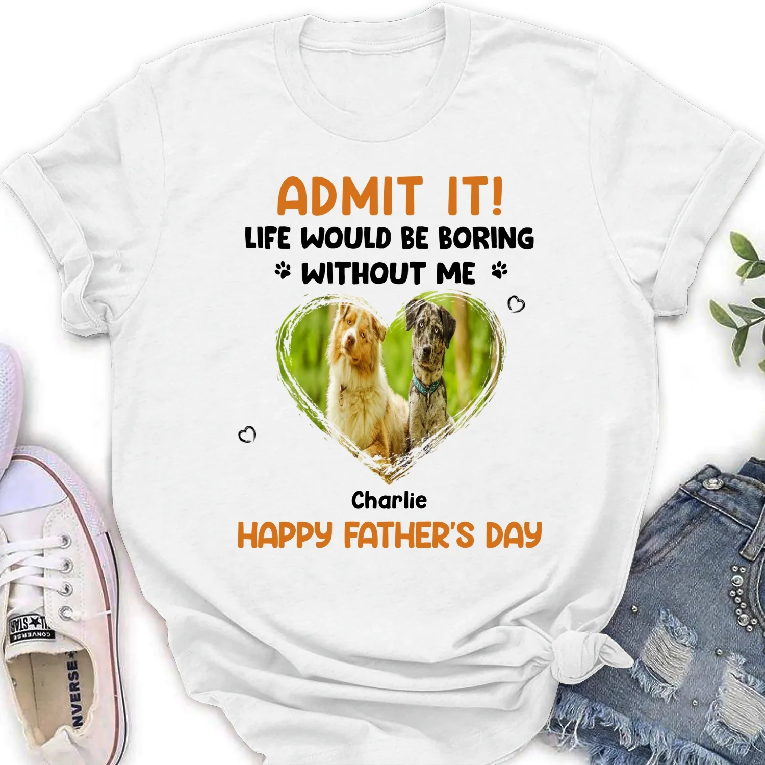 Admit It Dad Orange Photo - Personalized Custom Women's T-Shirt - Image 4