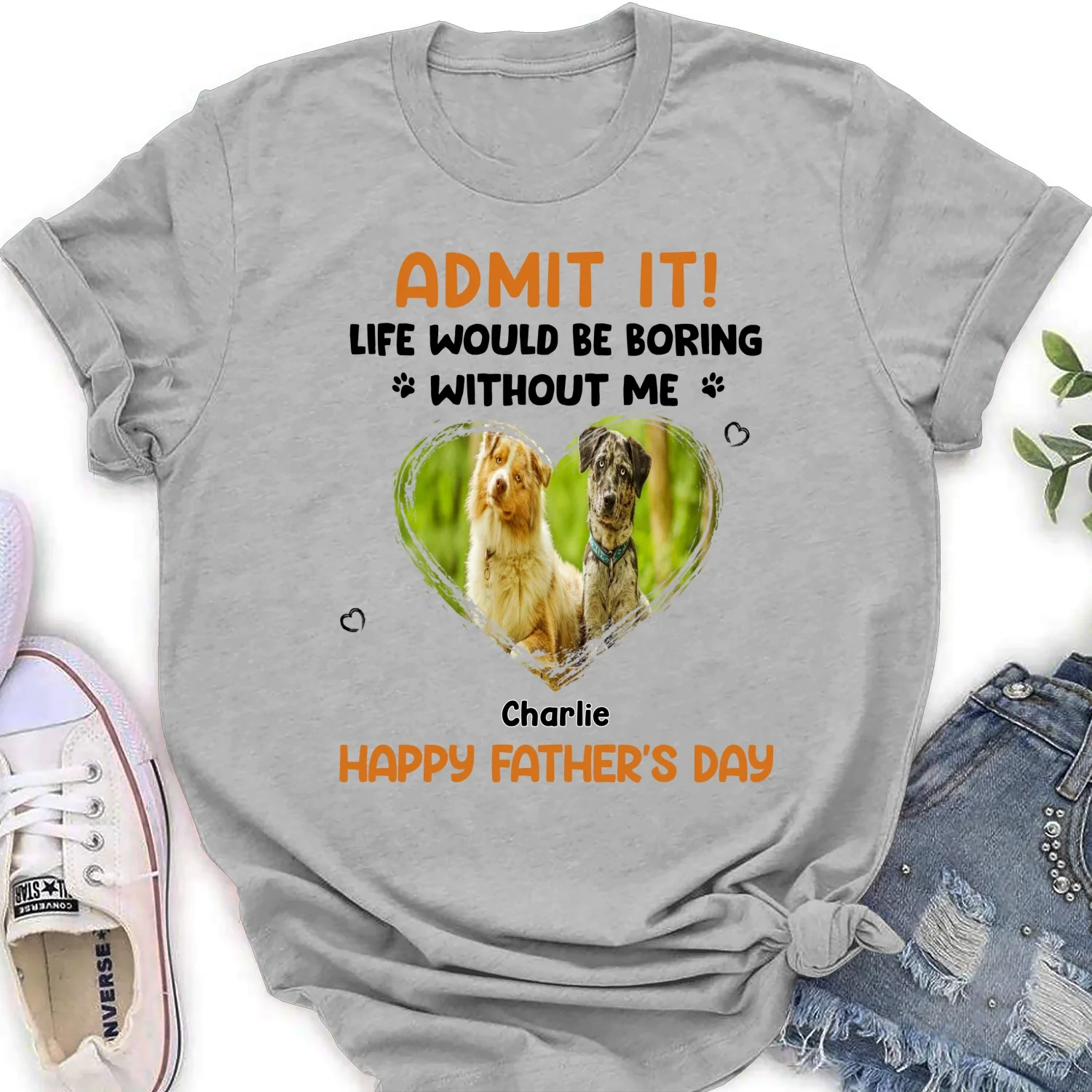 Admit It Dad Orange Photo - Personalized Custom Women's T-Shirt - Image 5