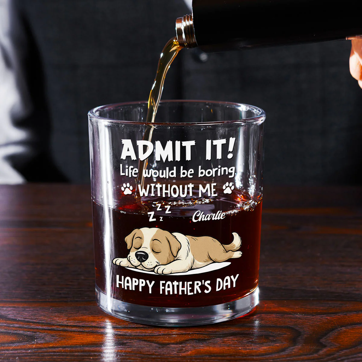 Admit It Dog Dad Loves Me - Personalized Custom Whiskey Glass - Image 2
