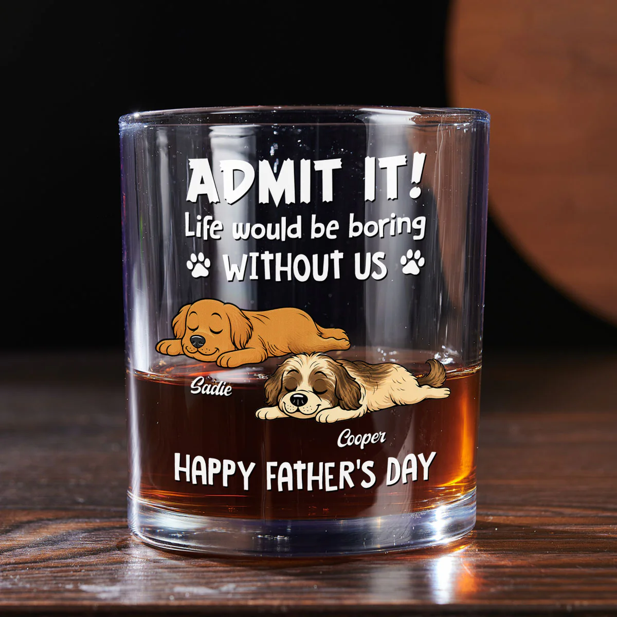 Admit It Dog Dad Loves Me - Personalized Custom Whiskey Glass - Image 4