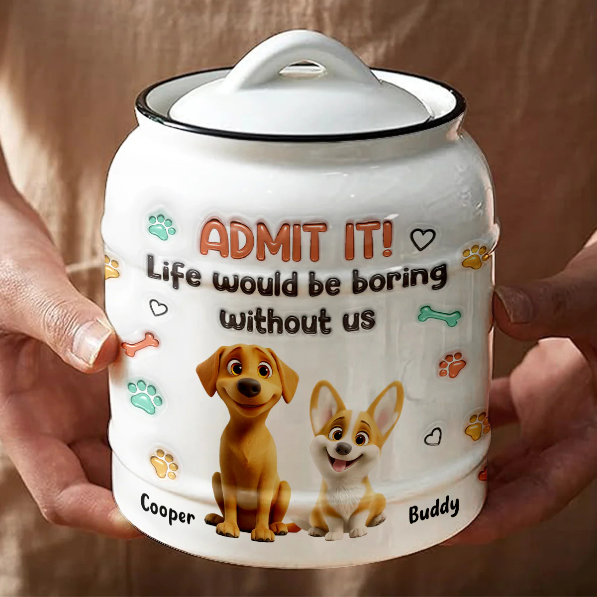 Admit It Dog - Personalized Custom 3D Inflated Effect Ceramic Jar - Image 3