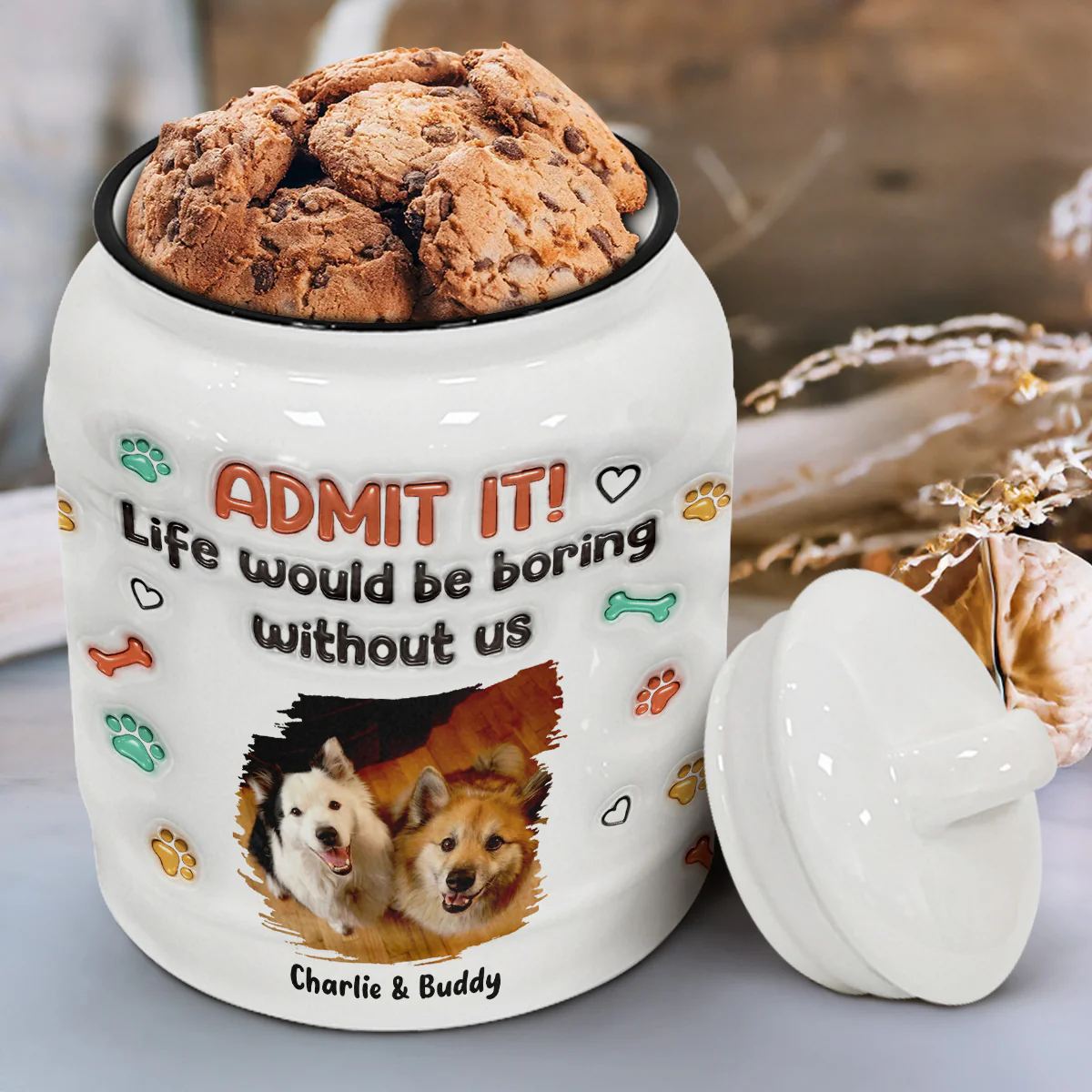 Admit It Dog Photo - Personalized Custom 3D Inflated Effect Ceramic Jar - Image 3