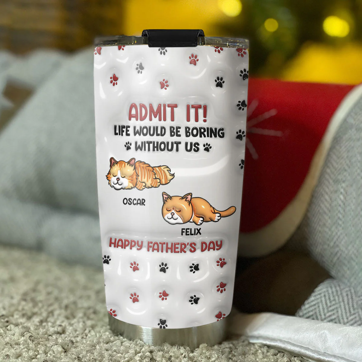 Admit It Version Cats - Personalized Custom 3D Inflated Effect Tumbler - Image 2