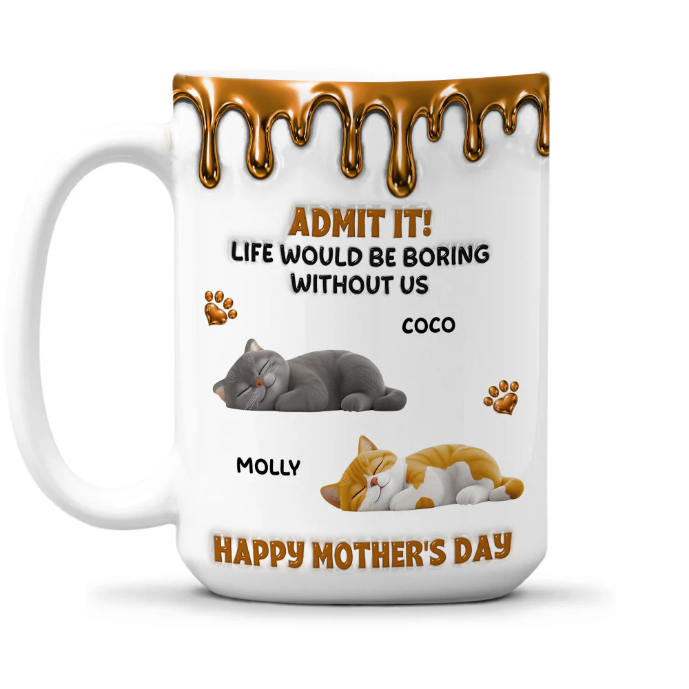 Admit Wonderful Time With Cat - Personalized Custom 3D Effect Coffee Mug - Image 2