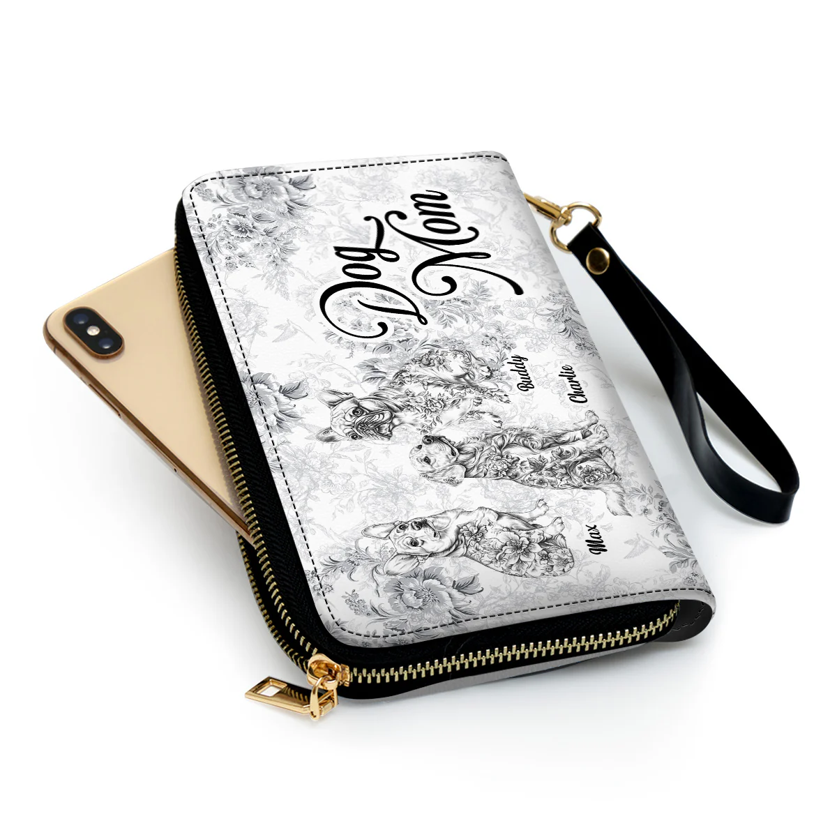 Adorable Dog Mom - Personalized Custom Leather Wallet - Image 2